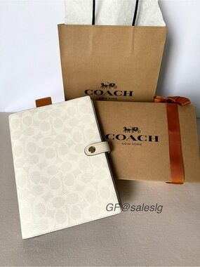 Coach notebook Gift Set Boxed Signature Chalk White/Gold Ready Gift Bundle